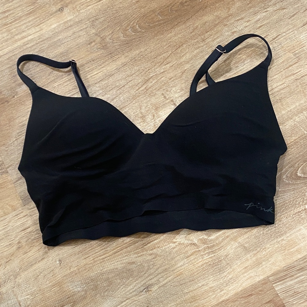 PINK wireless push up bra black size S